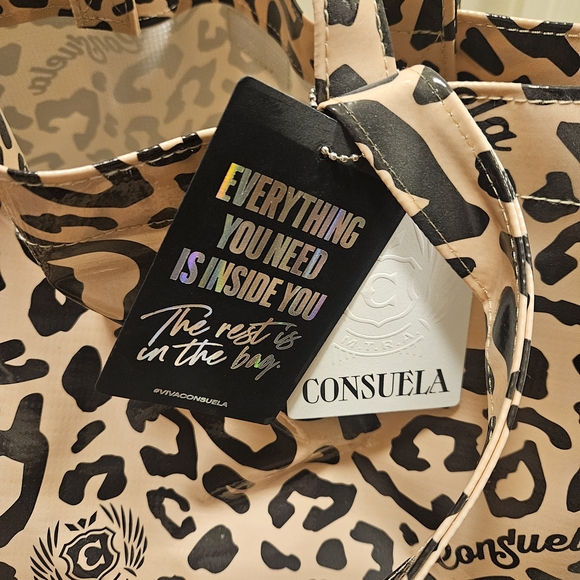 Consuela Leopard-Print Tote in Tan and Black - Picture 2 of 3